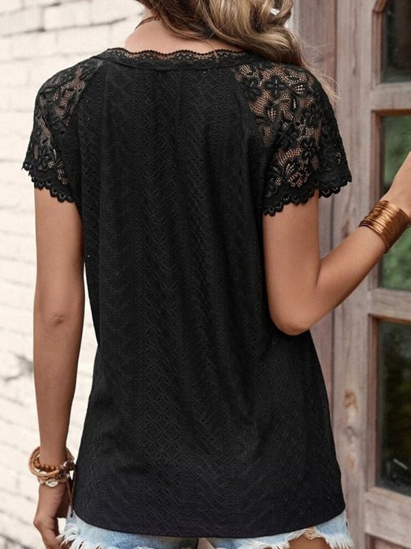 ⁦Women's Personality Hollow Out Short-sleeved Top⁩ - الصورة ⁦4⁩