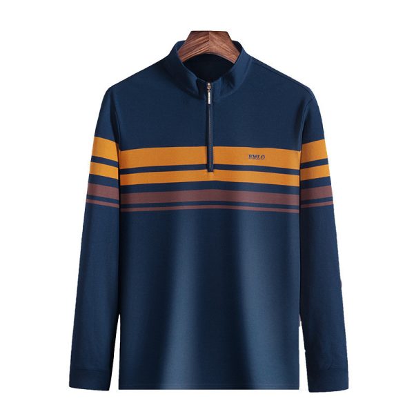 ⁦Men's T-shirts Cotton Stand Collar Long Sleeves⁩ - الصورة ⁦5⁩