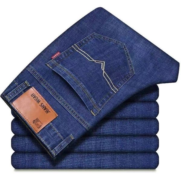 ⁦Men's Jeans Men's Loose Straight Stretch Long⁩ - الصورة ⁦5⁩