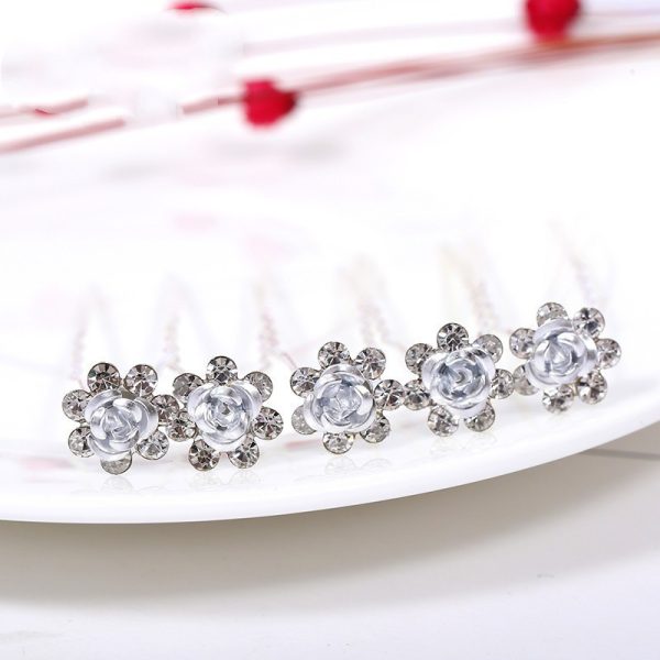 ⁦Alloy Rhinestone Tuck Comb Rose Diamond Hair Comb Stylish Hair Accessories Accessories⁩ - الصورة ⁦7⁩