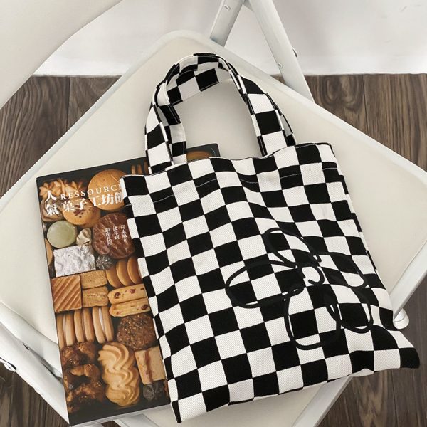 ⁦Black And White Small Handbag Ins New Canvas Handbag Women⁩ - الصورة ⁦6⁩