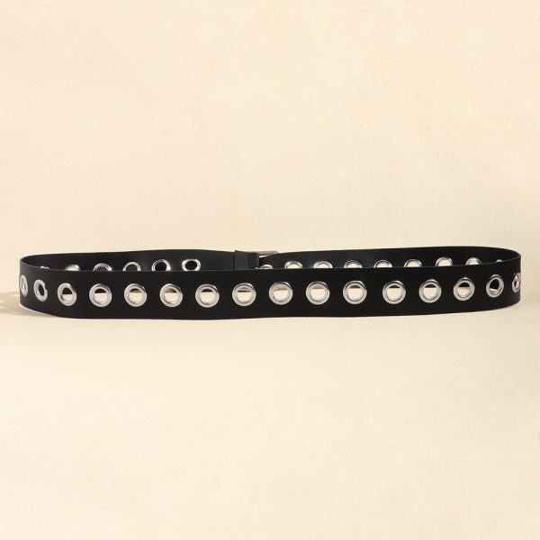 ⁦Men And Women Fashion Hollow Belt Personality Punk Style PU Soft Belt Jeans Hip Hop Accessories⁩ - الصورة ⁦4⁩