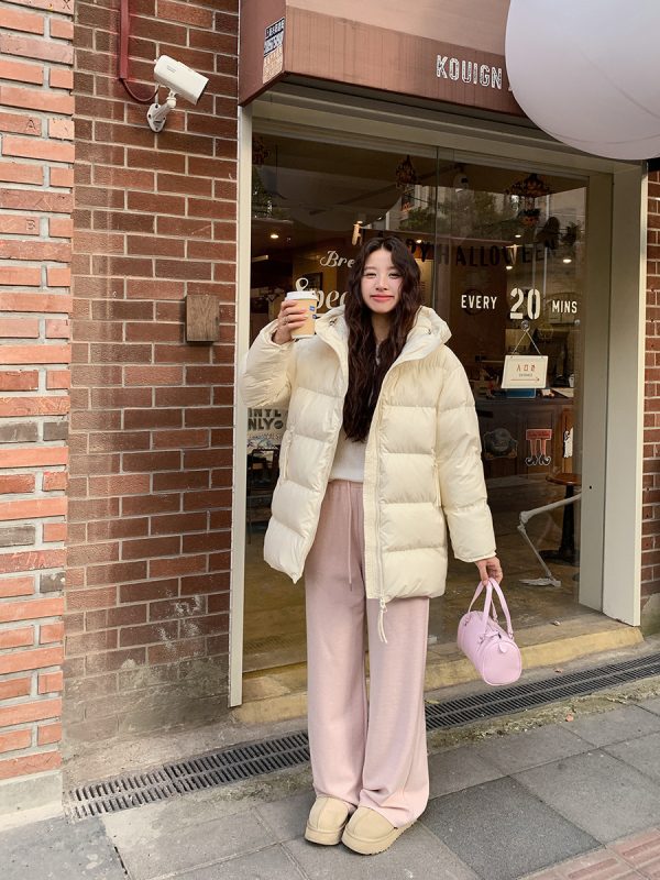 ⁦Women's Cotton-padded Clothes Winter Mid-length 90 White Duck Down Korean Style Sense Of Design Small Thick Warm Jacket⁩ - الصورة ⁦2⁩