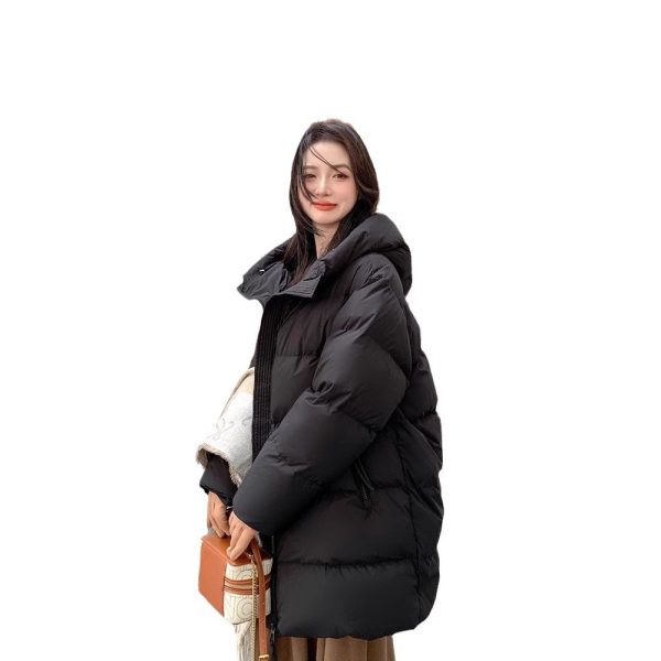 ⁦Women's Cotton-padded Clothes Winter Mid-length 90 White Duck Down Korean Style Sense Of Design Small Thick Warm Jacket⁩ - الصورة ⁦6⁩
