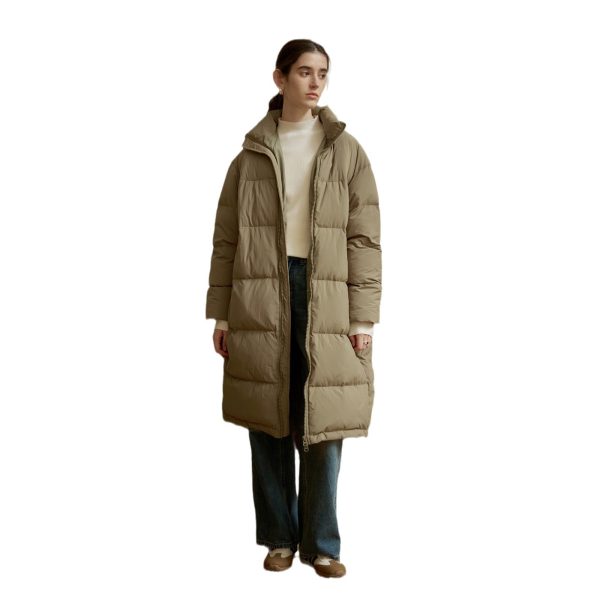 ⁦Zipper Snap Button Half Turtleneck Down Jacket Women⁩ - الصورة ⁦5⁩