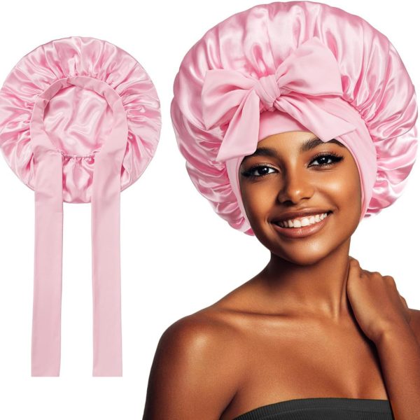⁦New Silk Bonnet For Sleeping Women Satin Bonnet Hair Bonnet Night Sleep Cap Scarf Wrap For Curly Hair With Tie Band For Curly Hair⁩ - الصورة ⁦8⁩
