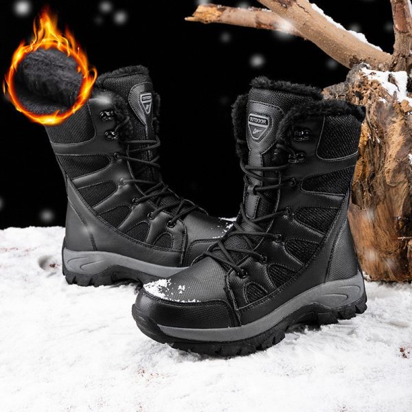 ⁦Winter Plus Velvet Army Boots Men's Warm Snow Boots High Top Cotton Shoes Men⁩ - الصورة ⁦3⁩