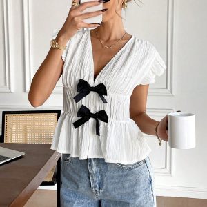 Bow Cardigan Shirt Women