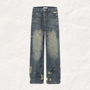 Straight Jeans Loose Distressed Retro Long Pants