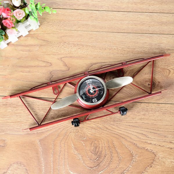 ⁦Vintage Wrought Iron Airplane Wall Decor Clock⁩ - الصورة ⁦3⁩