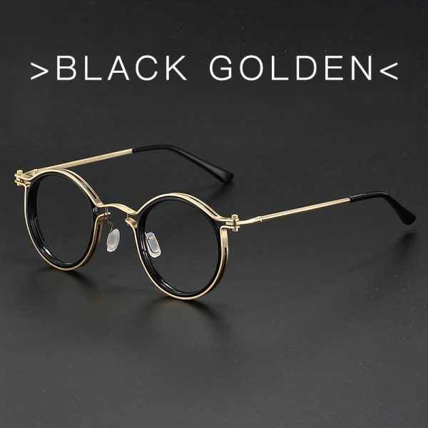 ⁦Vintage Round Frame Glasses Frame Anti-Blue Ray Plain Glasses⁩ - الصورة ⁦7⁩