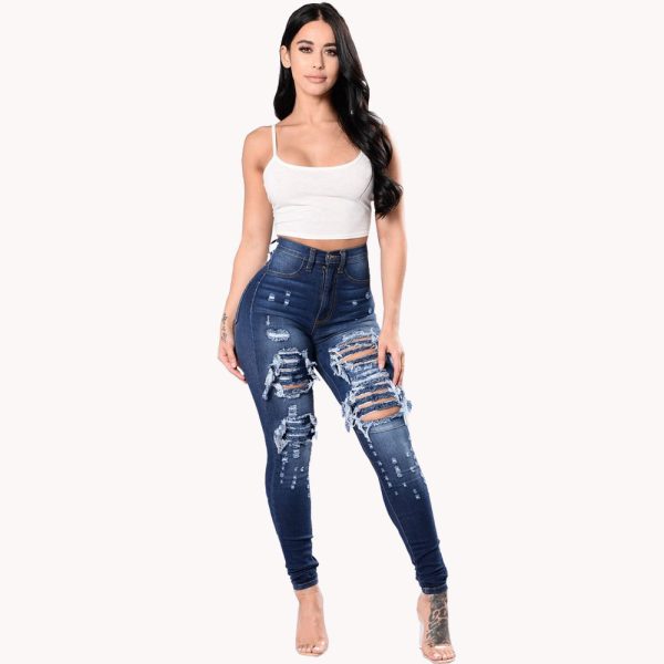⁦Ripped Jeans For Women Skinny Pants⁩ - الصورة ⁦5⁩