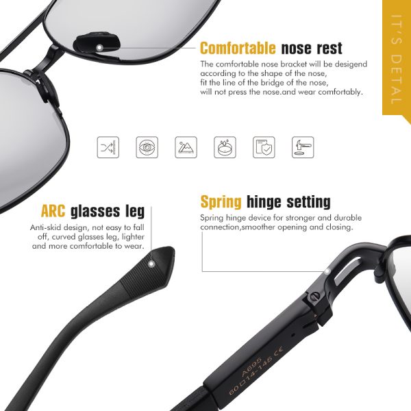 ⁦Vintage Metal Polarized UV Blocking Sunglasses⁩ - الصورة ⁦3⁩