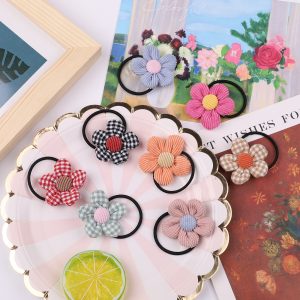 Cute Children Color Flower Rope Student Hair Band Hair Rope Hair Accessories