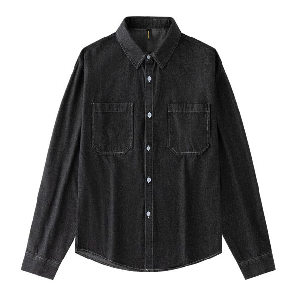 ⁦Women's Long Sleeve Denim Shirt All-matching Shirt⁩ - الصورة ⁦6⁩