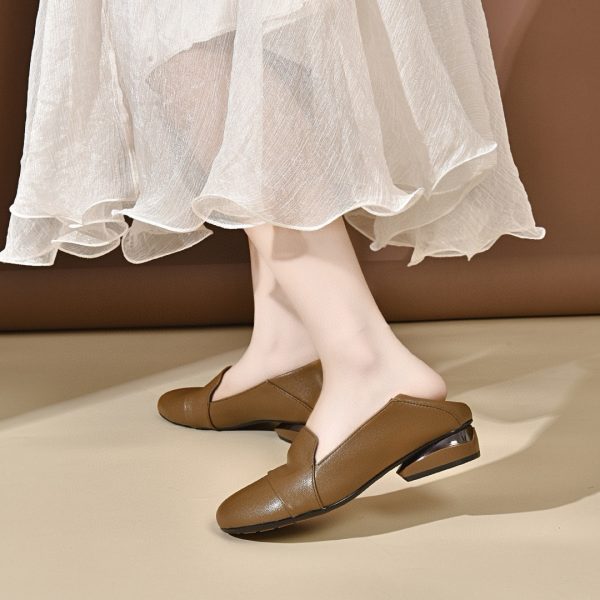 ⁦Simple Temperament Low Heel Round Toe Flats⁩ - الصورة ⁦3⁩