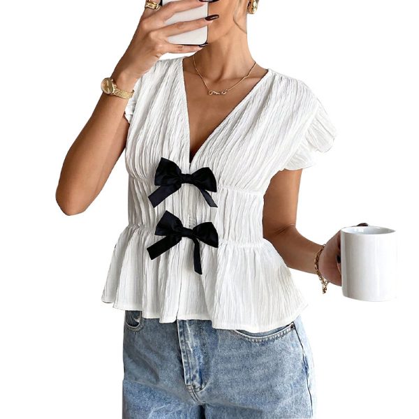 ⁦Bow Cardigan Shirt Women⁩ - الصورة ⁦5⁩