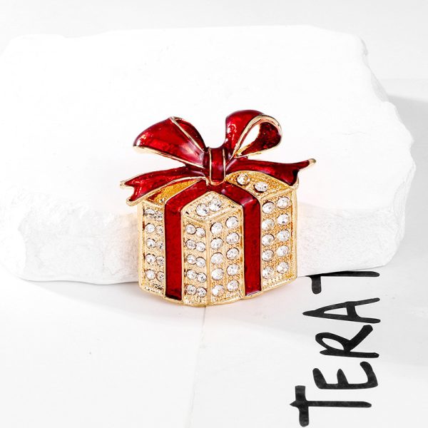 ⁦Box Christmas Series Brooch Diamond Drop Oil Bow Bag Accessories⁩ - الصورة ⁦5⁩