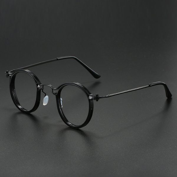 ⁦Vintage Round Frame Glasses Frame Anti-Blue Ray Plain Glasses⁩ - الصورة ⁦2⁩