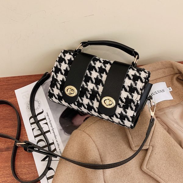 ⁦Fashion Bag Female Houndstooth Boston⁩ - الصورة ⁦5⁩