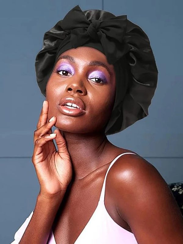 ⁦New Silk Bonnet For Sleeping Women Satin Bonnet Hair Bonnet Night Sleep Cap Scarf Wrap For Curly Hair With Tie Band For Curly Hair⁩ - الصورة ⁦5⁩