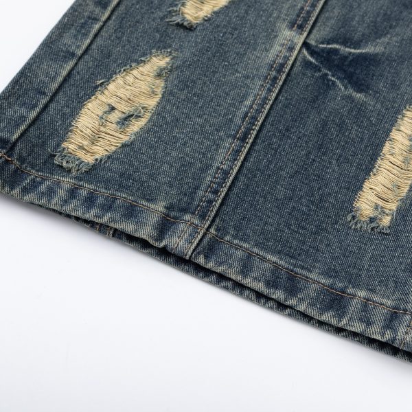 ⁦Straight Jeans Loose Distressed Retro Long Pants⁩ - الصورة ⁦6⁩
