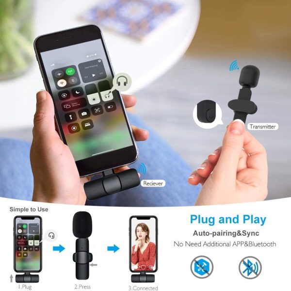 ⁦Wireless Lavalier Microphone Portable Audio Video Recording Mini Mic For I Phone Android Long Battery Life Live Broadcast Gaming⁩ - الصورة ⁦4⁩
