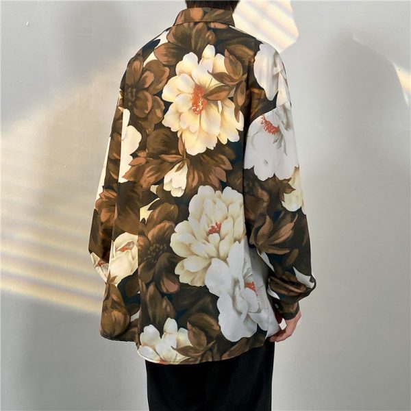 ⁦Vintage Floral Full-printed Long-sleeved Shirt⁩ - الصورة ⁦5⁩
