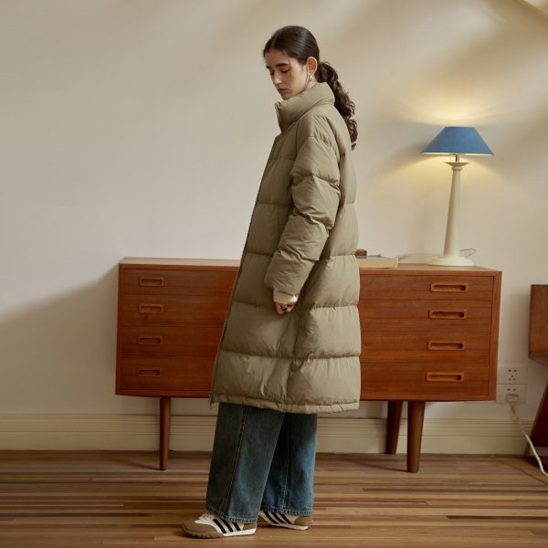 ⁦Zipper Snap Button Half Turtleneck Down Jacket Women⁩ - الصورة ⁦3⁩