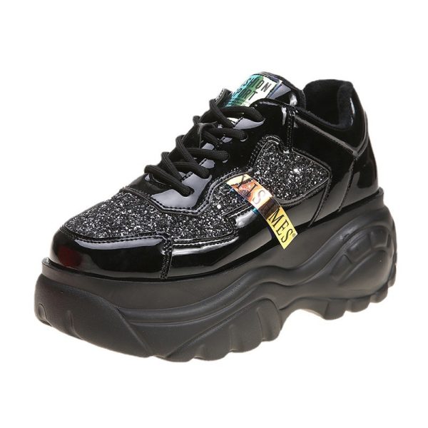 ⁦Student Patent Leather Fashion Sneakers Trend⁩ - الصورة ⁦4⁩