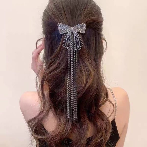 ⁦Women's Zinc Alloy Bow Tassel Hairpin Fashion Hair Accessories⁩ - الصورة ⁦2⁩