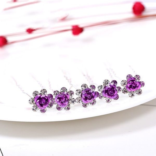 ⁦Alloy Rhinestone Tuck Comb Rose Diamond Hair Comb Stylish Hair Accessories Accessories⁩ - الصورة ⁦5⁩