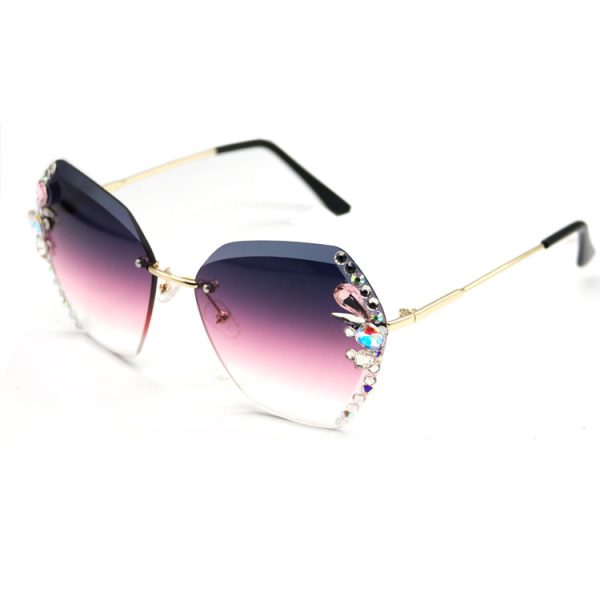 ⁦Women's Rhinestone Frameless Sunglasses⁩ - الصورة ⁦4⁩