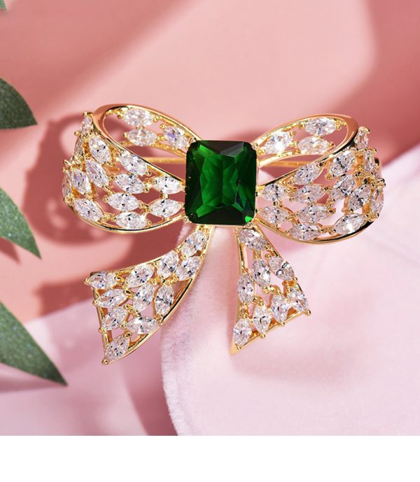 ⁦Zircon Bow Brooch Simple Sweater Corsage Accessories⁩ - الصورة ⁦10⁩