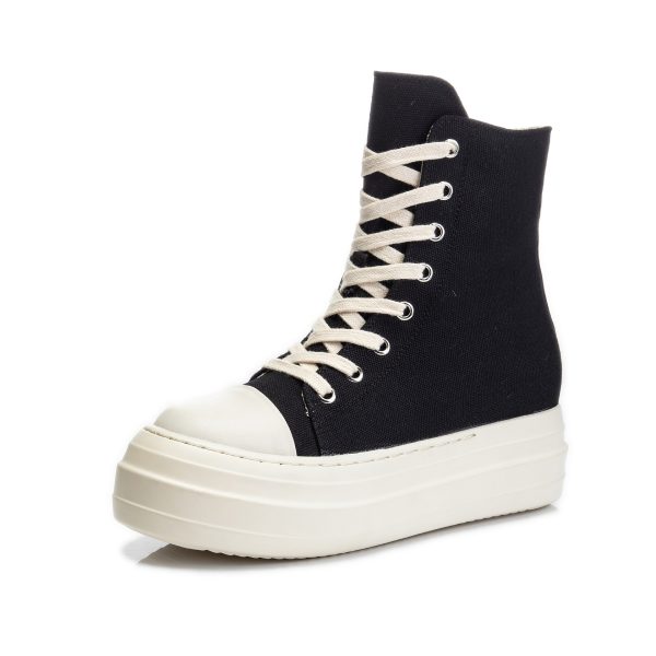 ⁦Women's Platform High Top Side Zip Canvas Lace-Up Booster Casual Sneakers⁩ - الصورة ⁦5⁩