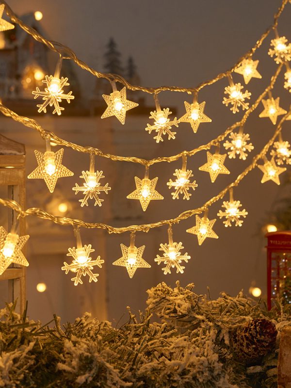 ⁦Snowflake String Light Garlands Ornaments Christmas Tree Decorations For Home Winter Decor⁩ - الصورة ⁦6⁩