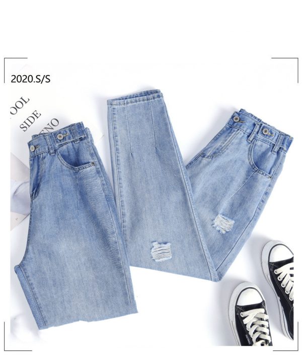 ⁦Women Ripped Look Thin And Straight High-rise Jeans⁩ - الصورة ⁦4⁩