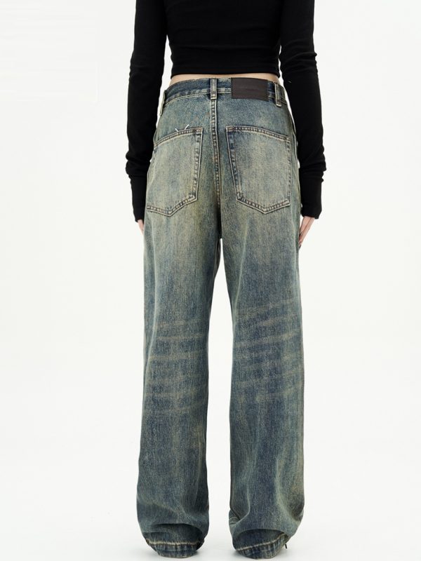 ⁦American Retro Jeans Men And Women Casual Straight-leg High Street⁩ - الصورة ⁦4⁩