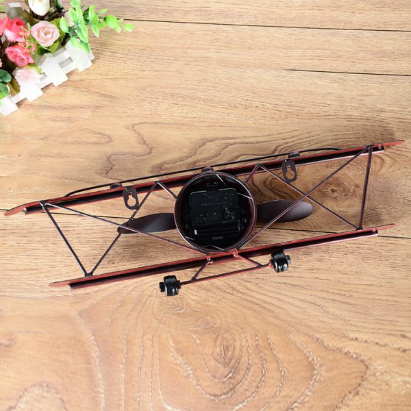 ⁦Vintage Wrought Iron Airplane Wall Decor Clock⁩ - الصورة ⁦2⁩