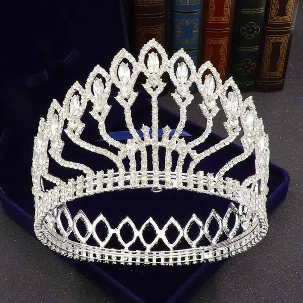 ⁦Baroque Rhinestone High-end Crown Headdress Wedding Dress Accessories⁩ - الصورة ⁦7⁩