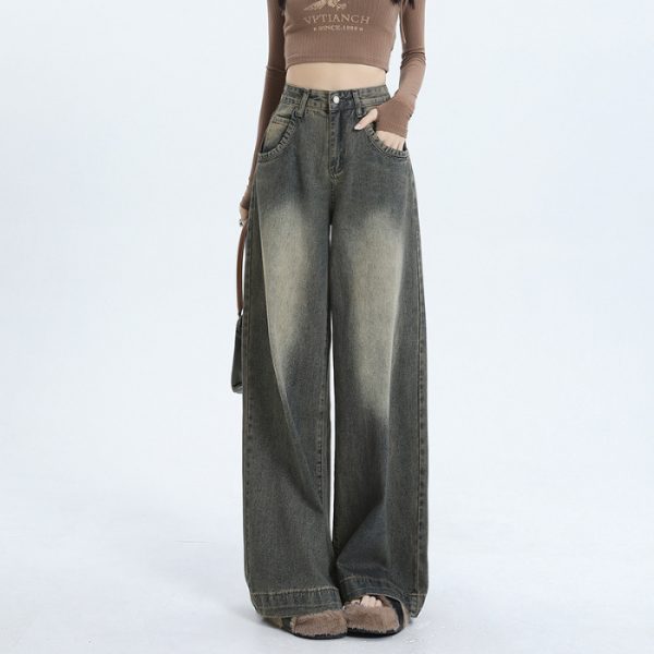 ⁦Winter New American Retro Wide Leg Jeans For Women⁩ - الصورة ⁦7⁩