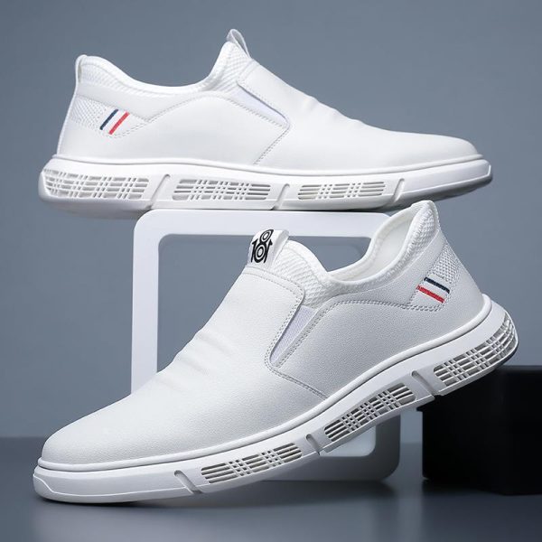 ⁦Men Shoes Black White Flats Walking Shoes⁩ - الصورة ⁦7⁩