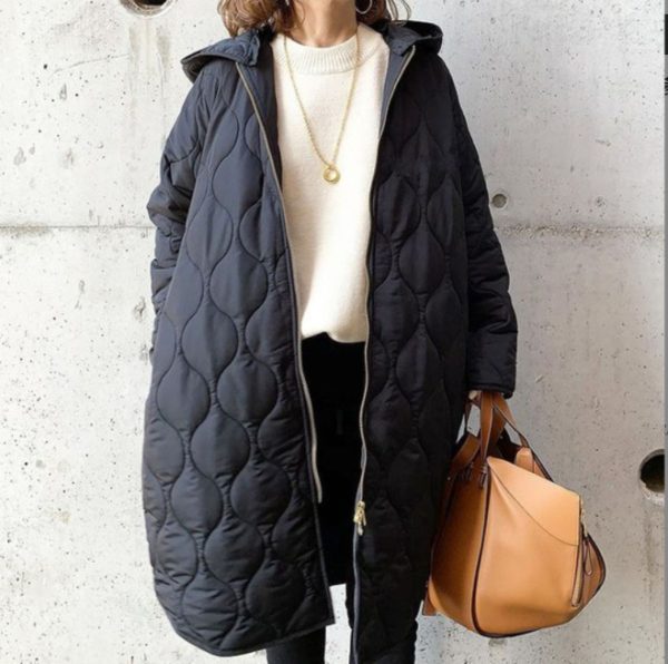 ⁦Autumn And Winter New Diamond Lattice Hooded Cotton Coat Jacket Women's Top⁩ - الصورة ⁦5⁩