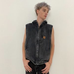 Carhartt Washed Black Hooded Vest 