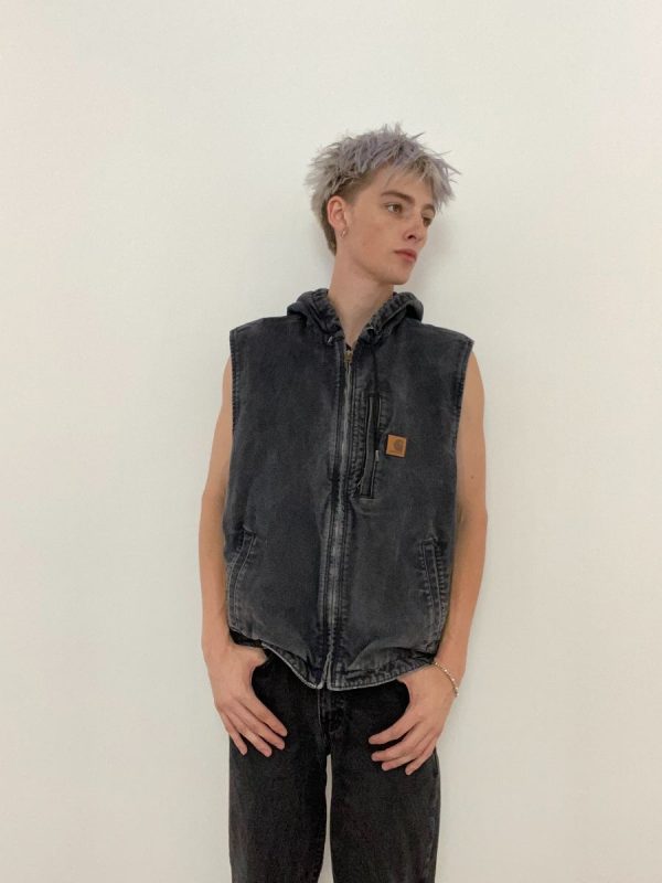 Carhartt Washed Black Hooded Vest 