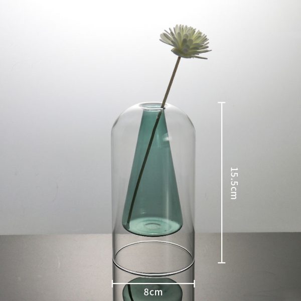 ⁦Vases Glass Vase Home Decor Room Decor Modern Wedding Decoration Hydroponic Flower Pot Double Glass Container Crafts Ornament⁩ - الصورة ⁦7⁩