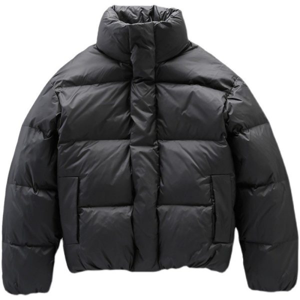 ⁦Black Stand-up Collar Down Jacket For Men⁩ - الصورة ⁦3⁩