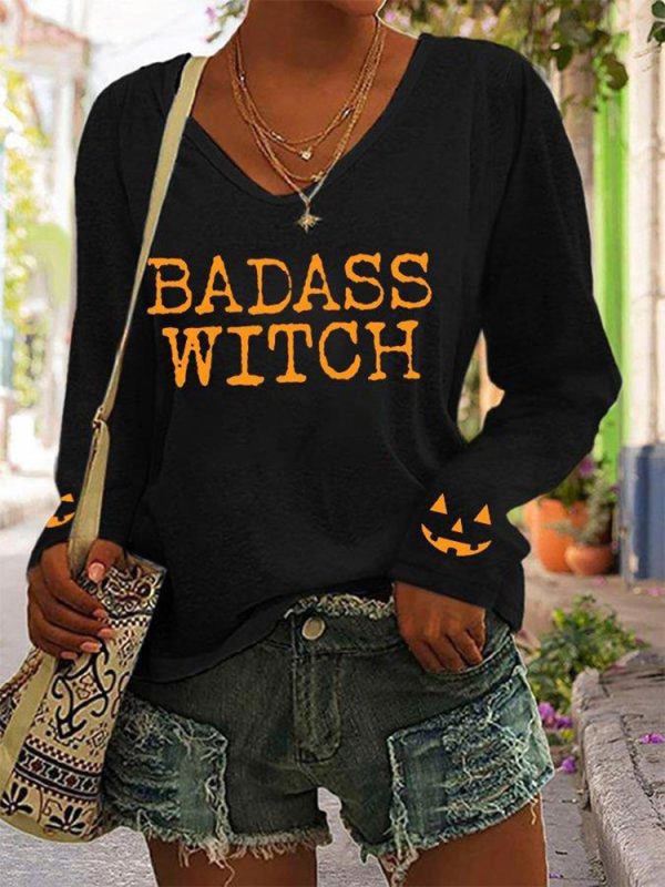 ⁦Women's Casual V-neck Long Sleeve Loose Shirt⁩ - الصورة ⁦4⁩