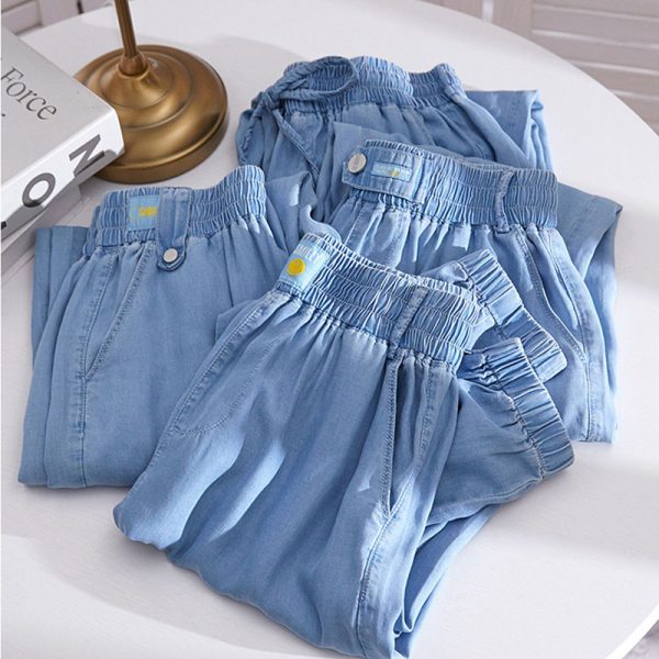 ⁦Summer Thin Harem Jeans For Women Korean Fashion Casual Ice Silk⁩ - الصورة ⁦4⁩