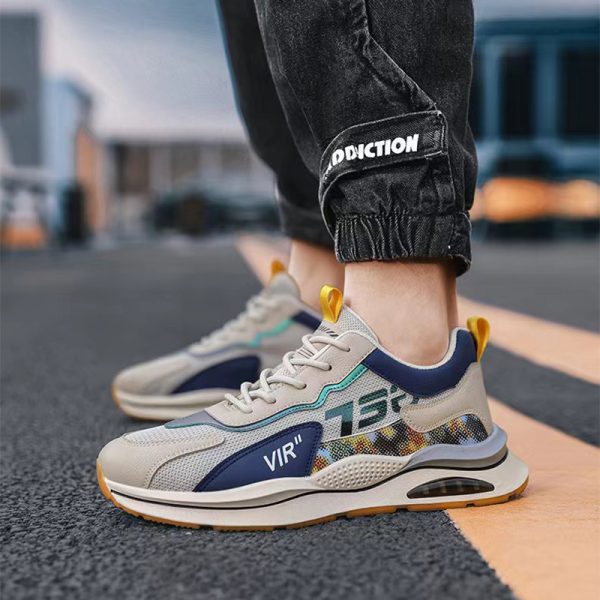 ⁦Air Cushion Mesh Sneakers Personalized Fashion Lace Up Sports Shoes Men Casual Versatile Breathable Walking Running Shoes⁩ - الصورة ⁦3⁩
